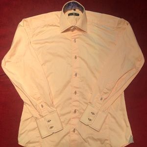 Stone Rose pastel orange/melon button-down shirt mens medium